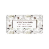 Witte bloemen en veren etiket (Voorkant)