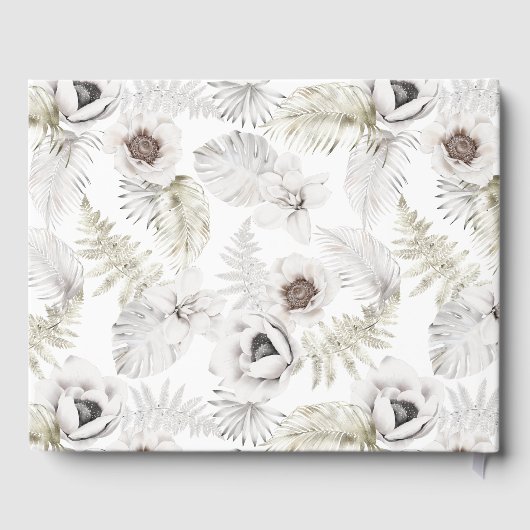 Witte bloemen en veren gastenboek (Achterkant)