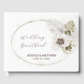 Witte bloemen en veren gastenboek (Voorkant)