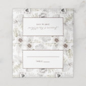 Witte bloemen en veren plaatskaartje (Buitenkant ongevouwen)