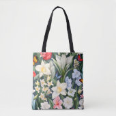 Witte bloemen en vlinders tote bag (Voorkant)