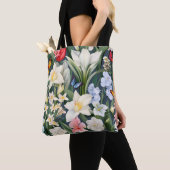 Witte bloemen en vlinders tote bag (Dichtbij)