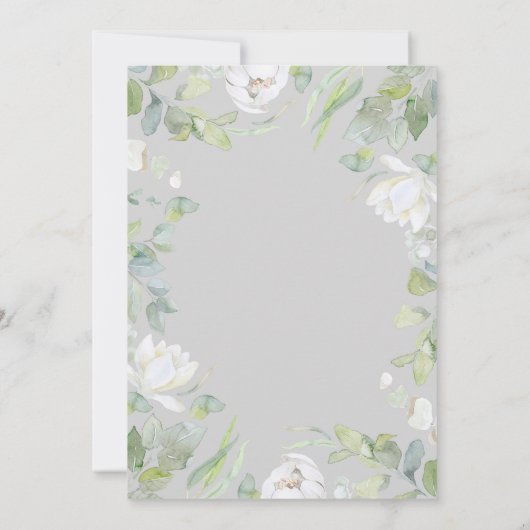 Witte bloemen en Waterverf groen Afstuderen Kaart (Achterkant)