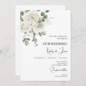 Witte Bloemen Engelse bruiloft uitnodiging (Voorkant / Achterkant)