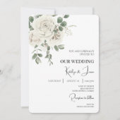 Witte Bloemen Engelse bruiloft uitnodiging (Voorkant)