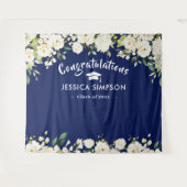 Witte Bloemen Eucalyptus Afstudeerfoto Achtergrond Wandkleed (Voorkant (horizontaal))