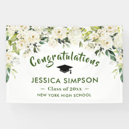 Witte bloemen Eucalyptus Afstuderen Spandoek