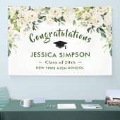 Witte bloemen Eucalyptus Afstuderen Spandoek (Beurs)