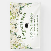 Witte bloemen Eucalyptus Afstuderen Spandoek (Verticaal)