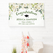 Witte bloemen Eucalyptus Afstuderen Spandoek (Insitu)