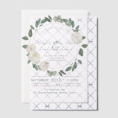 Witte Bloemen Eucalyptus Botanisch Groen Huwelijk Vellum Uitnodigingen (Offset (Uitnodiging))