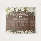 Witte Bloemen Eucalyptus Foto Grad Achtergrond Wandkleed (Voorkant (horizontaal))