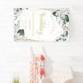 Witte bloemen Eucalyptus Gouden bruiloft Spandoek (Insitu)