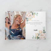 Witte bloemen eucalyptus groen foto verjaardag bedankkaart (Binnen)