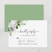 Witte Bloemen & Eucalyptus Huwelijk RSVP Kaart (Voorkant / Achterkant)