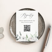Witte Bloemen & Eucalyptus Registry QR-code Informatiekaartje