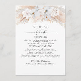 Witte Bloemen Exotische Pampas Gras Bruiloft Detai Informatiekaartje