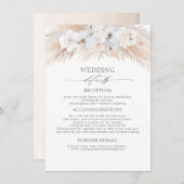 Witte Bloemen Exotische Pampas Gras Bruiloft Detai Informatiekaartje (Voorkant / Achterkant)