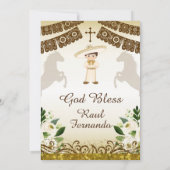 Witte bloemen Fiesta Invitaciones Tres Anos Kaart (Achterkant)