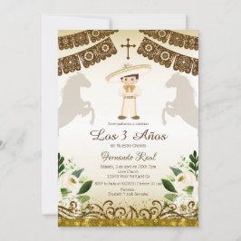 Witte bloemen Fiesta Invitaciones Tres Anos Kaart