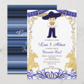 Witte bloemen Fiesta Invitaciones Tres Anos Kaart (Voorkant / Achterkant)