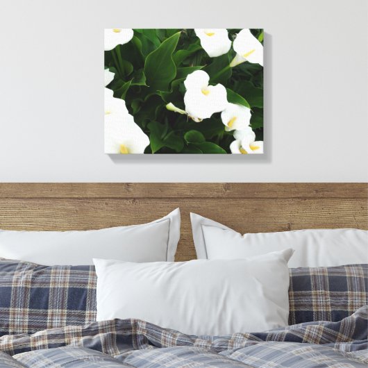 Witte Bloemen Fotoprint Canvas Afdruk (Insitu (Slaapkamer))