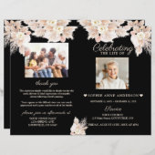 Witte Bloemen Funeral Service Foto Programma (Voorkant / Achterkant)