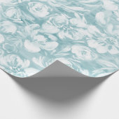 Witte bloemen gekleurd op aqua cadeaupapier (Hoek)