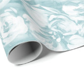 Witte bloemen gekleurd op aqua cadeaupapier (Rol Hoek)