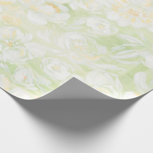 Witte bloemen gekleurd op groen, vers verpakkingsp cadeaupapier (Hoek)