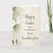 Witte Bloemen Gelukkig Pasen Grote Kleindochter Feestdagen Kaart (Voorkant)