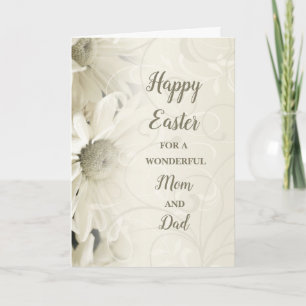 Witte bloemen Gelukkig Pasen mama en papa Feestdagen Kaart