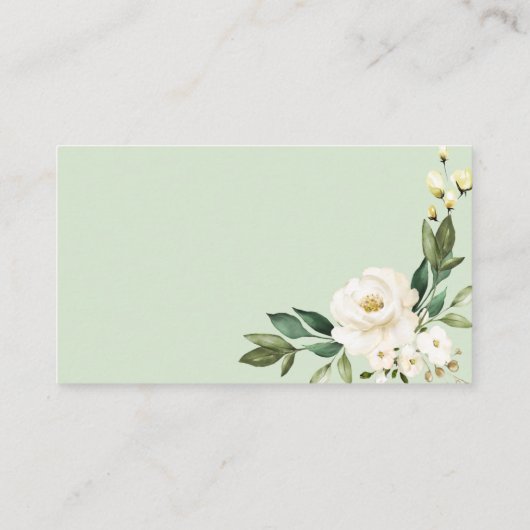 Witte Bloemen Geometrische Huwelijksdetails Behuiz Informatiekaartje (Achterkant)