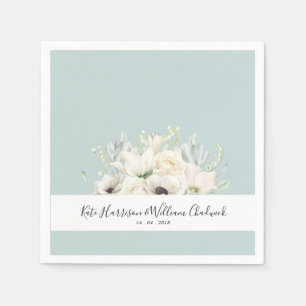 Witte bloemen Gepersonaliseerd weddenschapsdocume Servetten