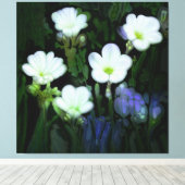 WITTE BLOEMEN GESTREKT CANVAS (Insitu (Houten vloer))