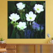 WITTE BLOEMEN GESTREKT CANVAS AFDRUK (Insitu (Woonkamer))