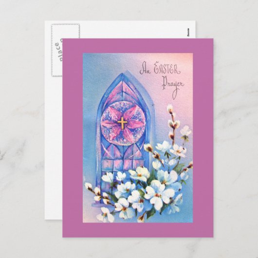  witte bloemen Glas in lood Pasen Feestdagenkaart (Voorkant / Achterkant)