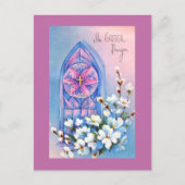  witte bloemen Glas in lood Pasen Feestdagenkaart (Voorkant)