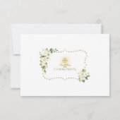 Witte bloemen Glitter Sparkles Heilige Communie Bedankkaart (Achterkant)
