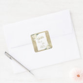 Witte Bloemen Goud 50 en Verjaardagsfeestje Vierkante Sticker (Envelop)