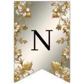 Witte Bloemen Goud Bunting Flag Vlaggetjes (Derde vlag)