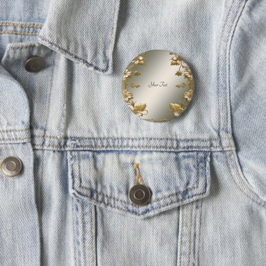 Witte Bloemen Goud Button (In situ)