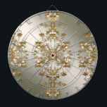 Witte Bloemen Goud Dartbord<br><div class="desc">Mooie Witte Bloemen Goud Dartbord</div>