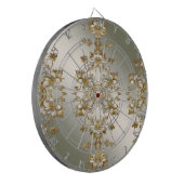 Witte Bloemen Goud  Dartbord (Voorkant Links)