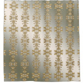 Witte Bloemen Goud Douchegordijn (Voorkant)