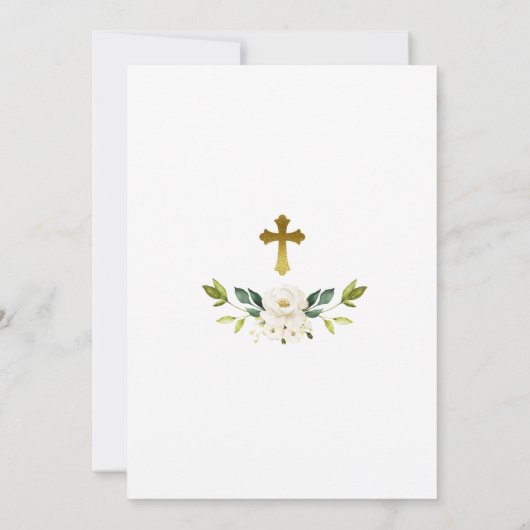 Witte Bloemen & Goud Gevouwen Meisje Opdracht Kaart (Achterkant)