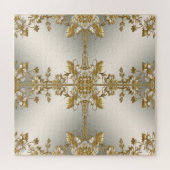 Witte Bloemen Goud Jigsaw Puzzel (Horizontaal)