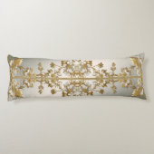 Witte Bloemen Goud  Lichaam Kussen (Achterkant)