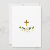 Witte Bloemen & Goud Lijst Meisje Doopsel Kaart (Achterkant)