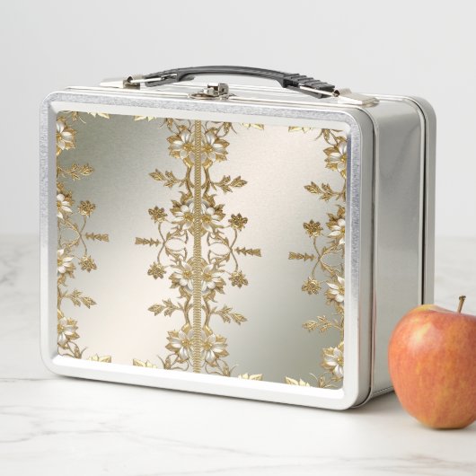 Witte Bloemen Goud  Lunchbox (In situ)